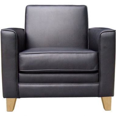 Black Leather Faced Reception Sofa - Single & Twin Option - NEWPORT